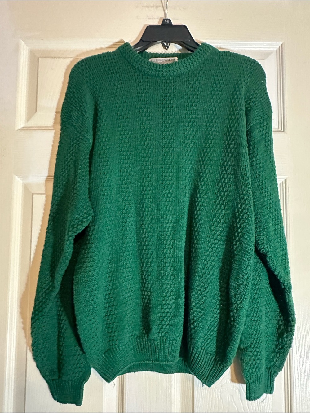 Women’s Crewneck Textured Sweater in Green